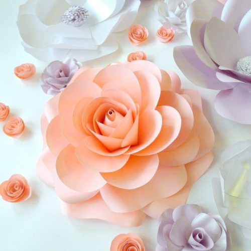 Бумажная роза для оформления "Розовый персик"